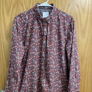 Denim & Flowers Ricky Singh Burgundy Flowered Shirt XL